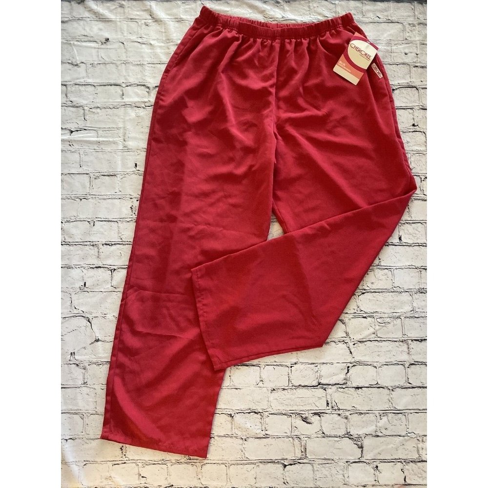 Cherokee Pants Women Size XL Hot Pink Elastic Waist Pull on Workwear Uniform NWT